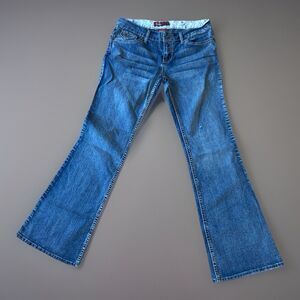 YMI  Medium Blue Wash Authentic  Denim Flare Jeans Junior Size 9 Y2K